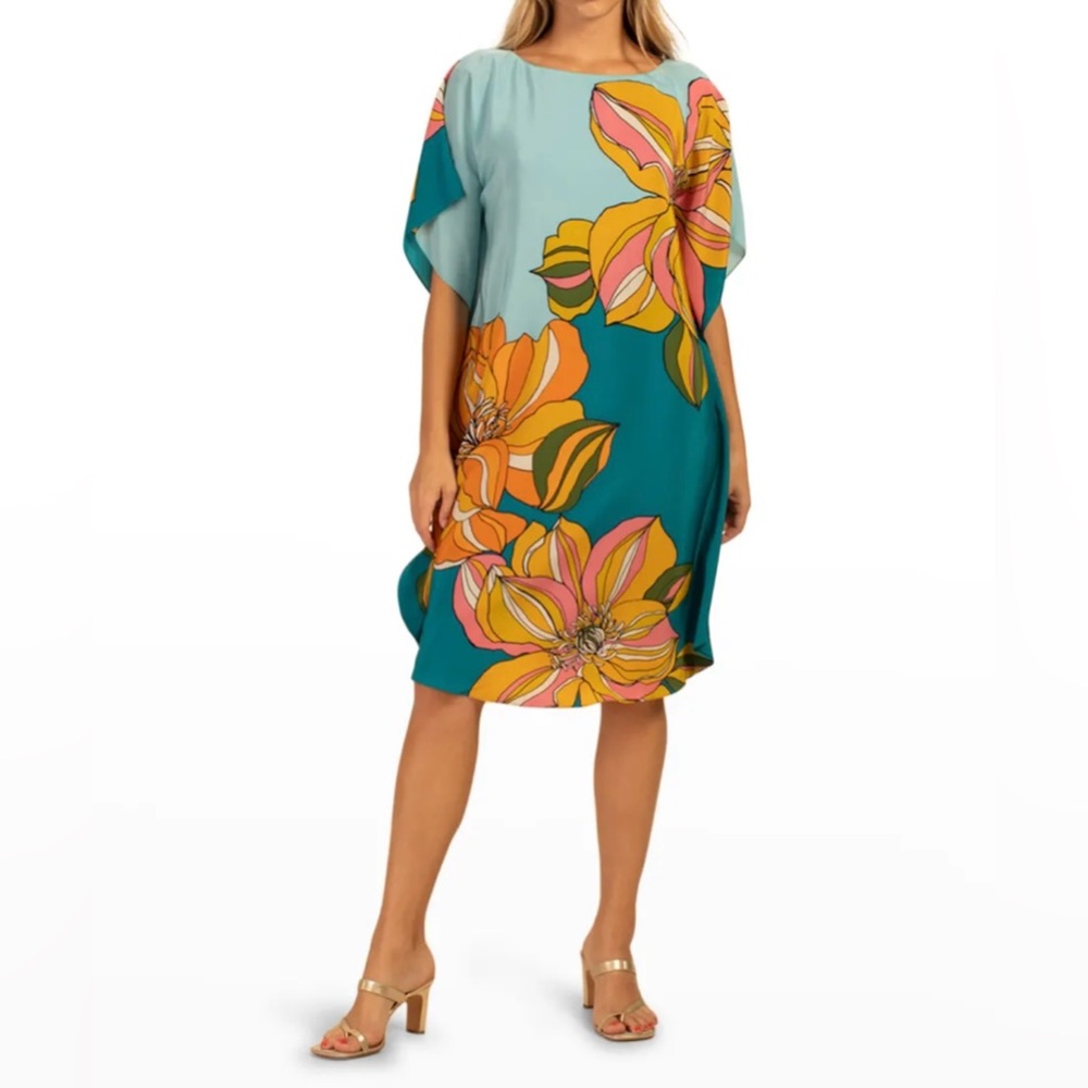 Trina Turk Blue Dress with Yellow and Pink Design